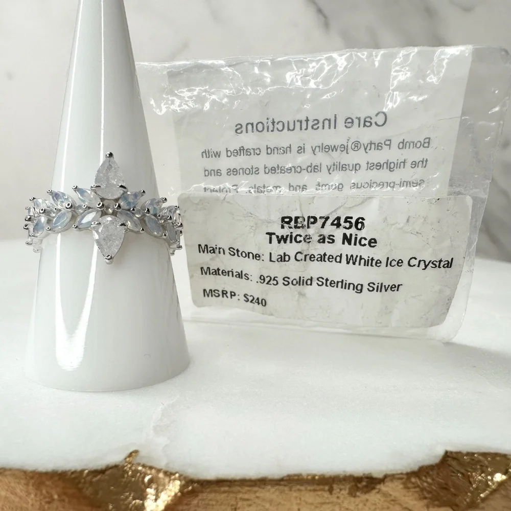 Bomb Party Twice As Nice Sterling Silver Ice Crystal Ring Size 9 NWT RBP7456